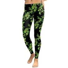 JIGERJOGER зеленые листья плотные компрессионные, для бега для девочек, леггинсы с низкой талией, женские облегающие штаны для бега эластичные беговые джеггинсы