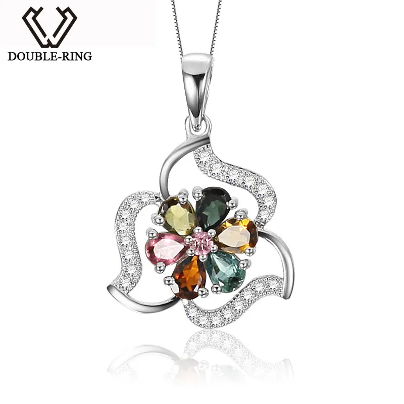 

DOUBLE-R Flower Pendants Women Tourmaline 925 Sterling Silver Colorful Necklaces & Pendants Black Friday Fine Jewelry CAP02415A