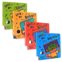 Развивающая игра английский книги Look At Me я Монстр Робот клоун alien 4 шт. комплект детский сад изучение английского языка книги