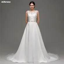 In Stock Sexy Backless Wedding Dress Crystals Beaded Tulle Lace A Line Wedding Dresses Long Chic Bridal Gown vestidos de novia