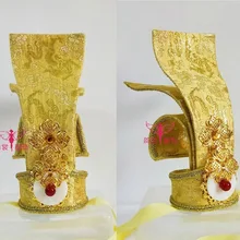 Золотая ткань ручной работы мужской тиара Древний китайский Тан парик принца головной убор красный агатовый бисер шляпа Косплей Аксессуары для волос