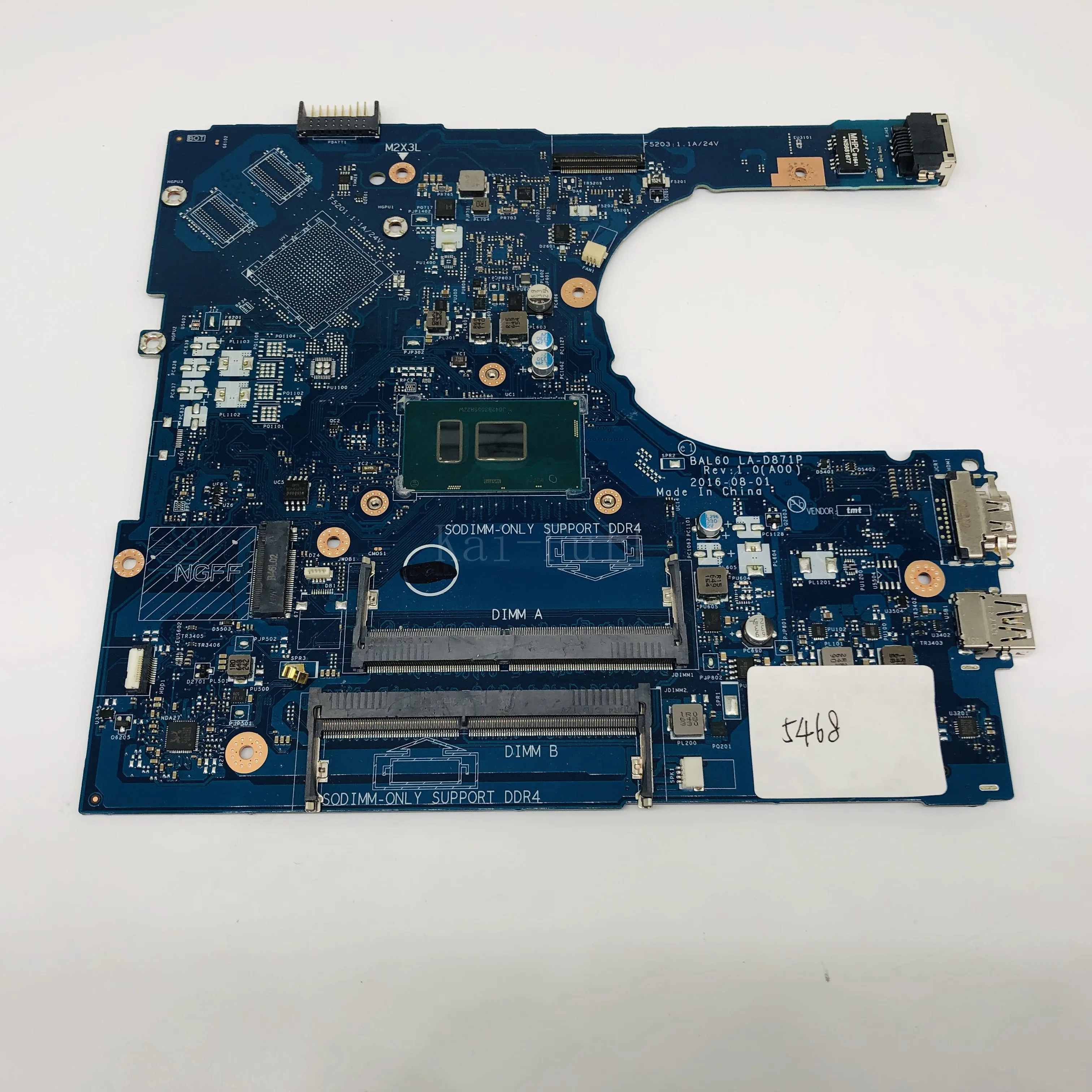 BAL60 LA-D871P для Dell Inspiron 5566 5468 5468D Материнская плата ноутбука i3-7100u DDR4