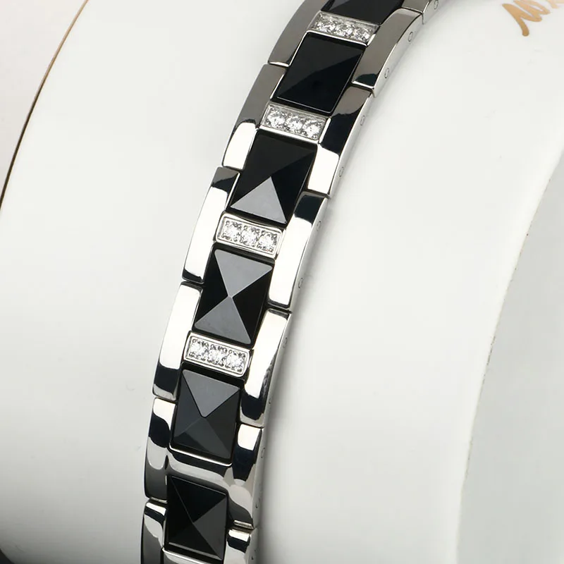 Мужской здоровый био магнитный браслет цепочка здоровые ювелирные изделия с белым AAA кубическим цирконием CZ браслет для мужчин подарок на день рождения