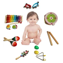 14 шт. Детские красочные деревянные музыкальные ударные инструменты набор детские погремушки песочный молоток Кастанет ксилофон музыкальная обучающая игрушка