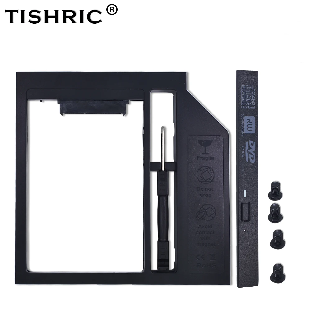 TISHRIC пластик Универсальный 2nd HDD Caddy 12,7 мм SATA 3,0 Optibay для 2,5 ''2TB жесткий диск SSD корпус для ноутбука cd-rom