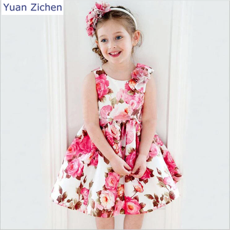 Baby Girl cute Dresses New Summer Printing Pattern Sleeveless Ball Gown Princess Dresses Children
