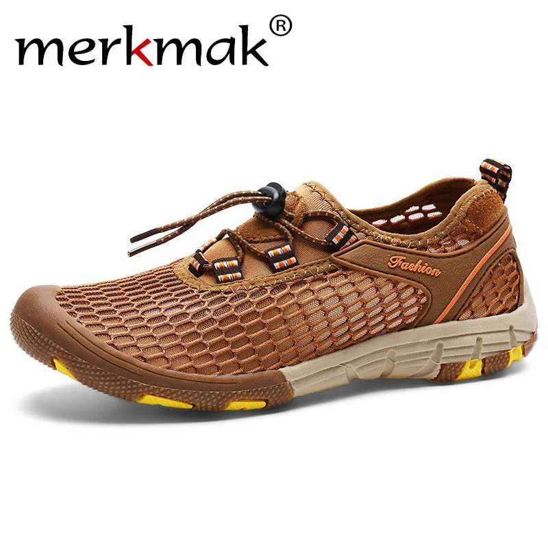 

Merkmak Cool Breathable Men Sneakers Summer Protective Outdoor Big Air Mesh Leisure Beach Men Shoes Fashion Driving Loafers