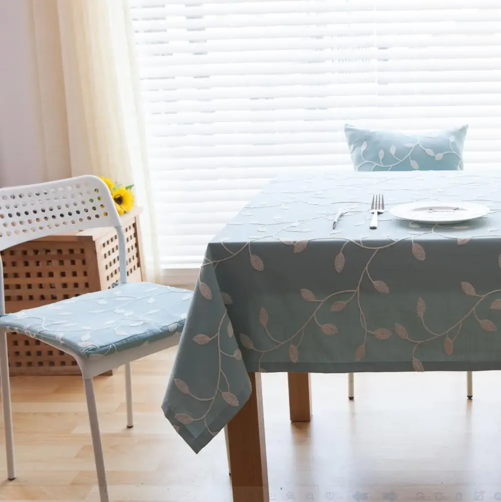  Elegant Embroidery Leaves Cotton Tablecloth Outdoor Wedding Decor Table Cloth Kitchen Dining Table 