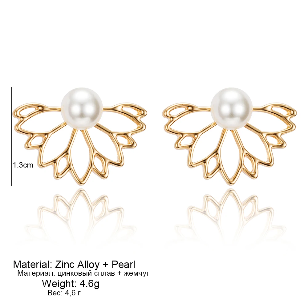 Marisa Lotus Pearl Flower Stud Earrings 2
