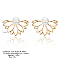 Marisa Lotus Pearl Flower Stud Earrings 2