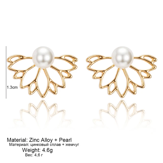 Marisa Lotus Pearl Flower Stud Earrings 2
