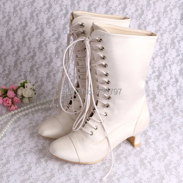 satin lace up boots