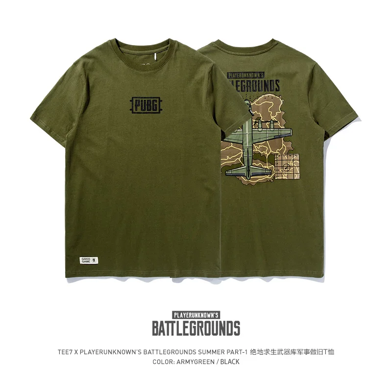 Tanie Tee7 Hot gry PUBG t shirt dla mężczyzn z krótkim rękawem Tee drukowane broń Top mężczyzna oryginalny Pullover marka tkaniny mężczyźni lato Tee ubrania