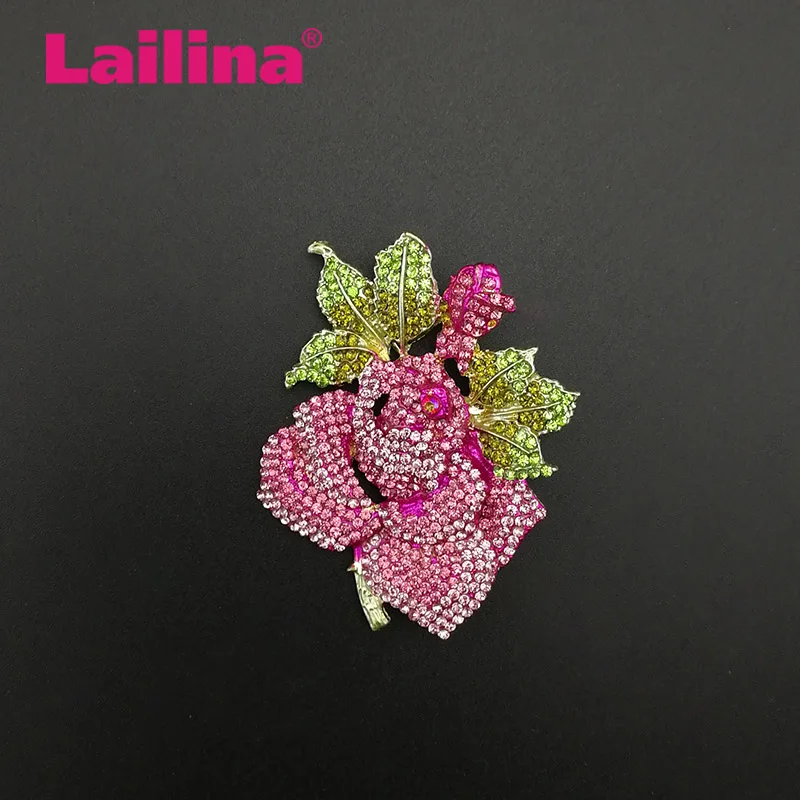 

Alloy Multi-color Rhinestones Flower Brooch Pin with Silver