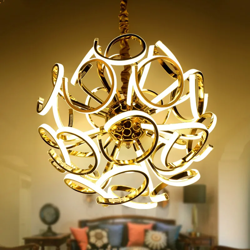 

Modern Novelty Gold/Silver Aluminum Led Pendant Lights Acrylic Dining Room Led Pendant Lamp Living Room Hanging Light Fixtures