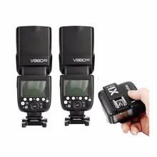 Godox V860II-C E-TTL HSS Wireless Flash Speedlite 2pcs set + E-TTL X1T-C 2.4G Wireless Studio Flash Trigger For Canon