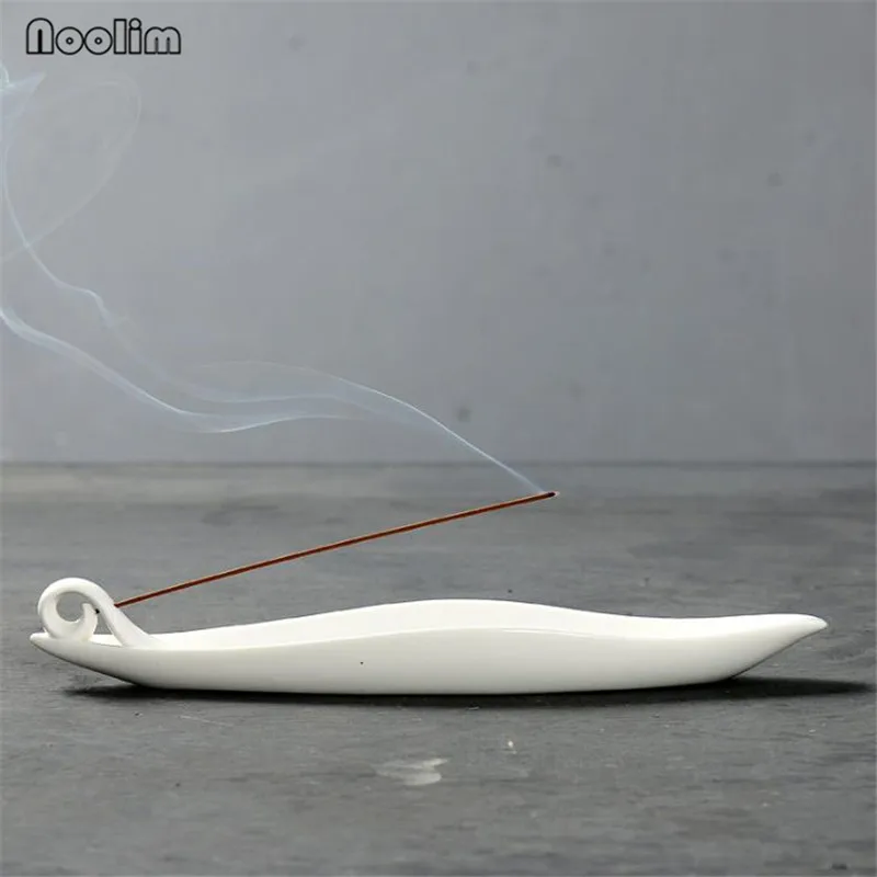 

White Porcelain Boat Incense Stick Burner Home Teahouse Office Decor Aromatherapy Ceramic Incense Stick Holder Censer