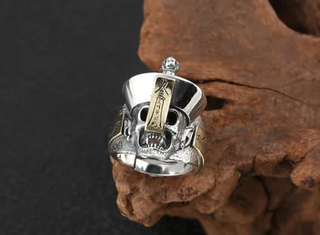 

S925 sterling silver men's ring personality Thai silver general to this skull zombie open ring