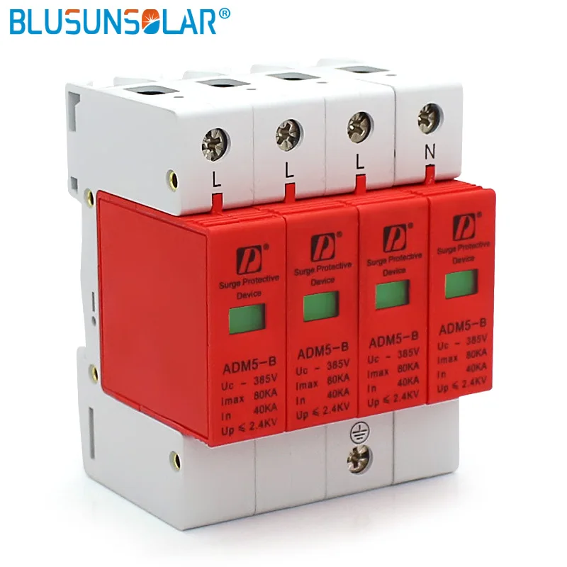 

1 pieces/lot hot selling Din Rail 35mm Lightning Surge 80KA 4P 385V Power Surge Protective Device for Home Power System