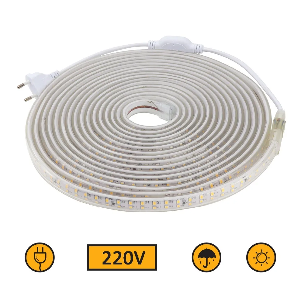 cheap Ultra Brightness LED Light Strip Double Row SMD 2835 Diode Tape Flexible Ribbon Waterproof Lights 180 Leds M With EU Plug JQ