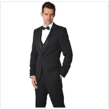 

2017 New 3 pieces formal Mens Suits White Lapel Groom Tuxedos Black Dot Wedding Men Suit Bridegroom masculino Jacket+Pants+Vest
