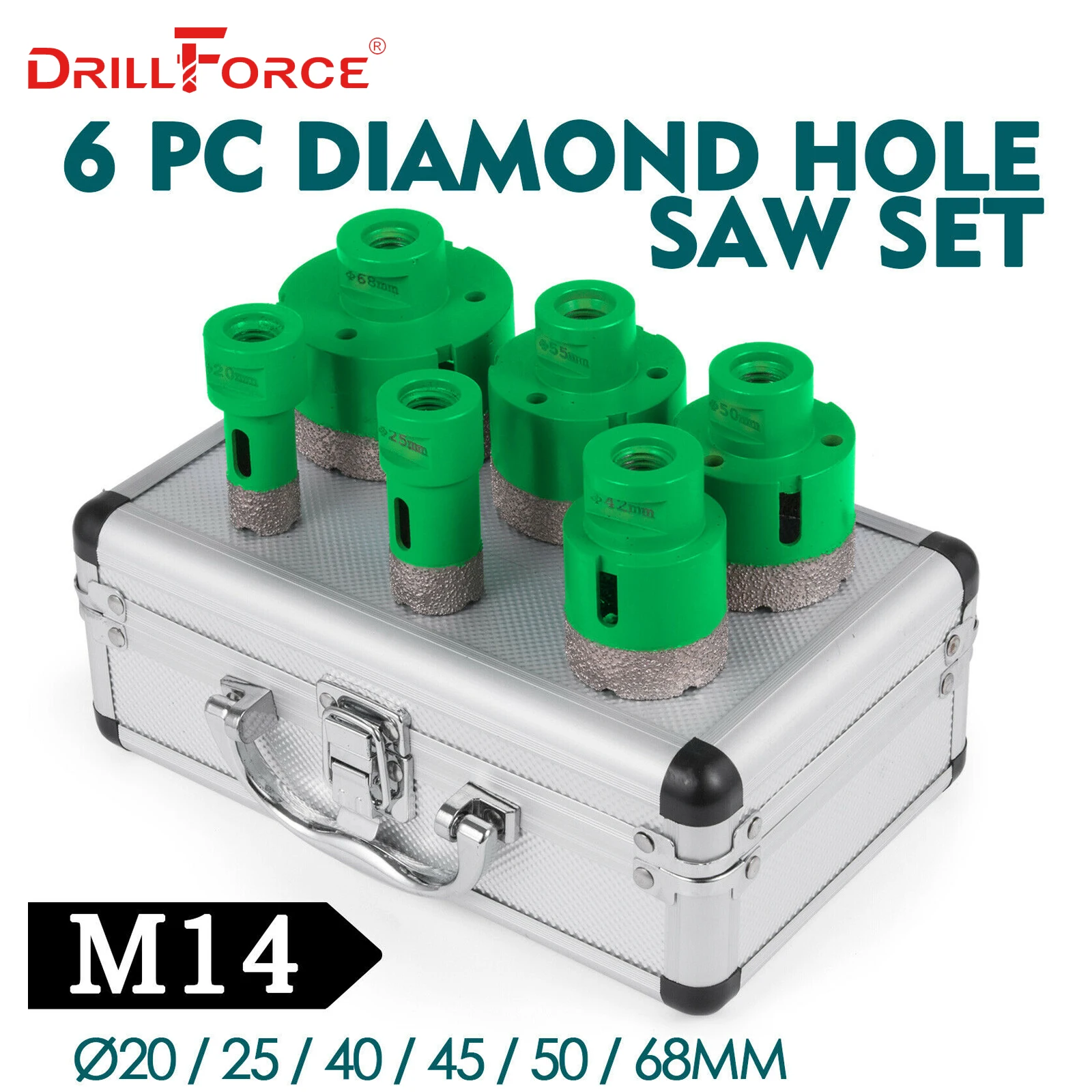 Drillforce 6 шт. алмазное отверстие Φ 20/25/40/45/50/68 мм M14 прочный карборунд керамика