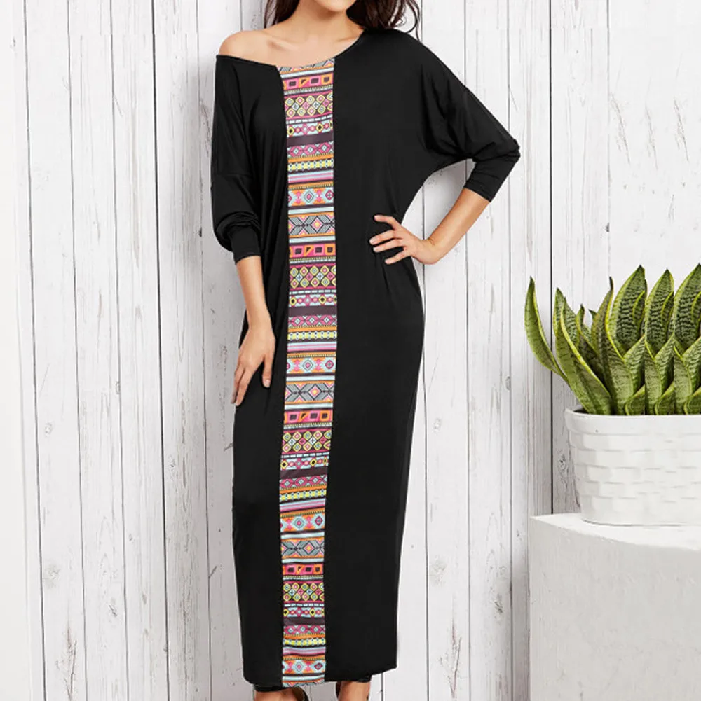 

New Muslim Women O Neck Long Sleeve Hijab Dress Abaya Jalabiya Islamic Women Dress Clothing Robe Kaftan Moroccan