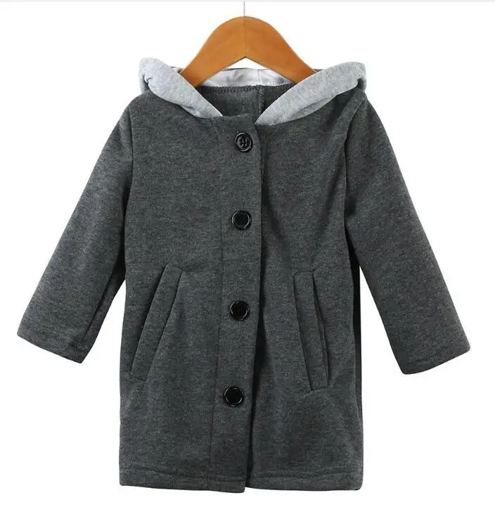 Осенне-зимнее милое пальто с капюшоном и ушками для маленьких девочек, куртка, одежда для малышей, худи с заячьими ушками, верхняя одежда, пальто