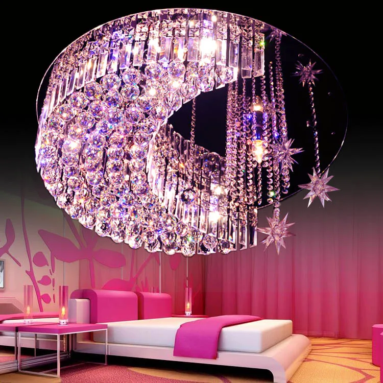 

LED star crystal ceiling K9 lamps moon warm and creative ceiling lights Crystal combination living room children's star