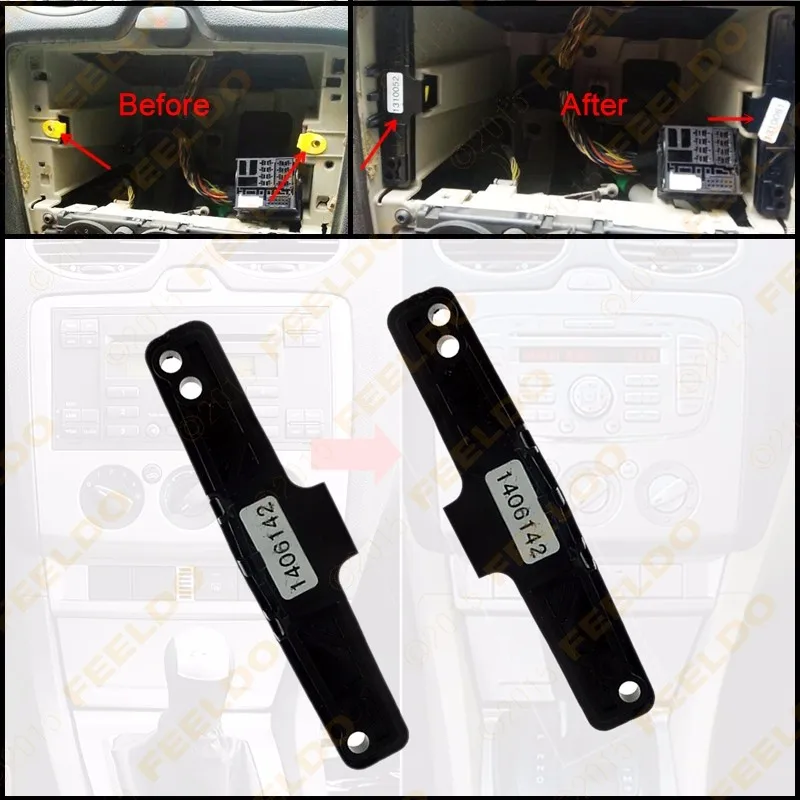 FEELDO Автомобильный DVD рамка фасции приборная панель для Ford Focus MK2(05~ 07) в MK2.5(09~ 13)+ автомобильный стерео конверсионный Монтажный кронштейн комплекты