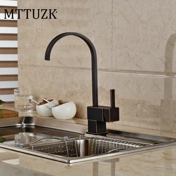 

MTTUZK deck mounted square Copper oil bubbed kitchen waterfall faucet bathroom table basin faucet hot and cold mixer faucet