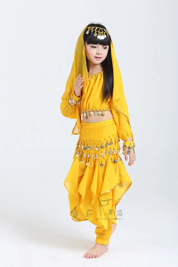 2017 Новые Детские танец живота костюм комплект Обувь для девочек Болливуд танцевальные костюмы индийский костюм для детей
