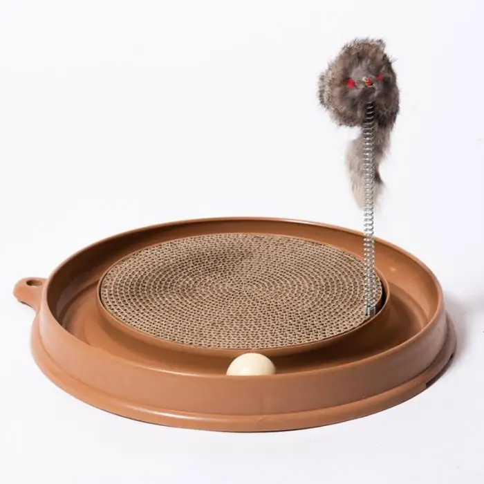 Cat Kitten Turbo Scratcher Scratching Pad Board Toy With Ball Mouse Training Play Fun Supplies SLC88