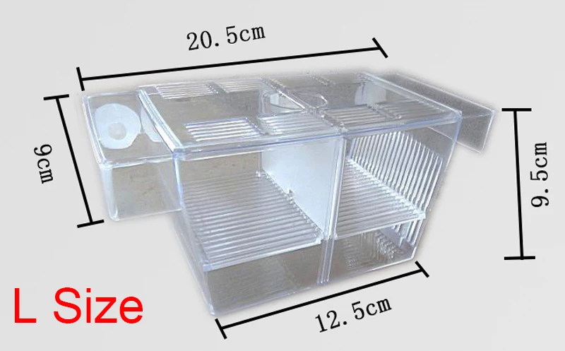 Аквариум 1/2 комнатный люк акриловый ящик для заводчиков Для гуппи разделяющий ребенка поплавок автоматический аквариум для растений тропических золотых рыб - Цвет: L Size