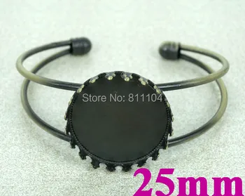 

Blank Bangle Base Settings 25mm Round Crown bezel Tray Glass Cabochon Open Cuff Bracelet Bangle Findings Crafts Bronze tone