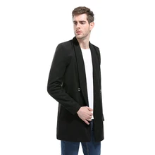 Новые мужские осенние пальто модные черные Повседневные Классические тренчи облегающие зимние теплые куртки с отложным воротником пальто z30