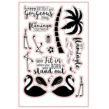 

Gorgeous Palm Flamingo Transparent Clear Silicone Stamp Set for DIY Scrapbooking/Photo Album Card Making Decorative Clear Stamps