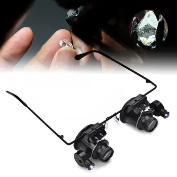 

Headband LED Light Glasses Magnifier 20X Watchmaker Jewelry Optical Lens Glass Magnifier Loupe Watch Jewelry Making Repair Tool