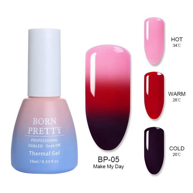 BORN PRETTY, термальный Гель-лак для ногтей, 3 цвета, меняющий температуру, дизайн ногтей, отмачиваемый УФ-Гель-лак, лак для ногтей - Цвет: BP-05