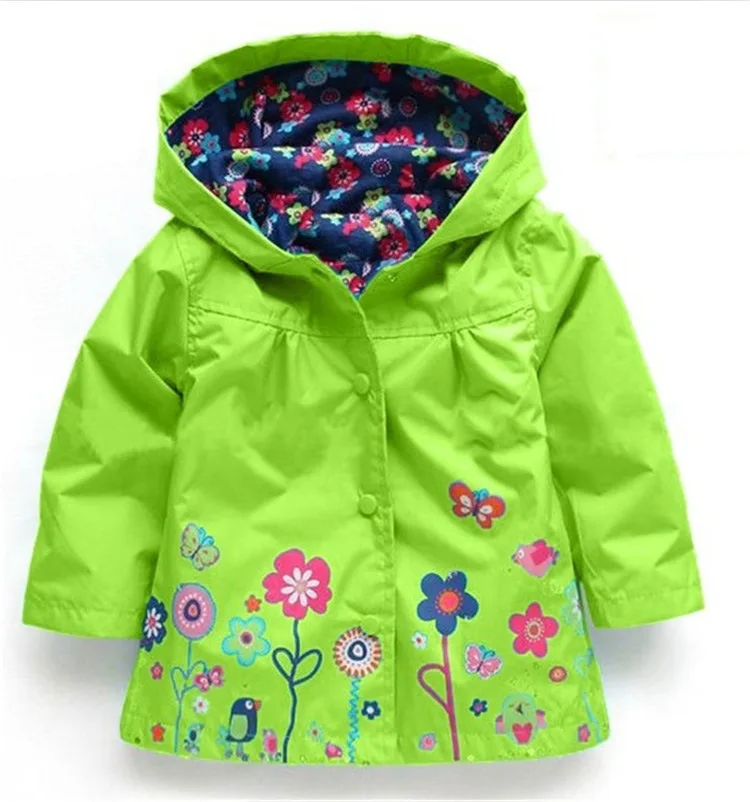 Детская Весенняя верхняя одежда, куртка с капюшоном и цветочным принтом ветрозащитные теплые непромокаемые штаны для мальчиков и девочек, дождевик, одежда для детей возрастом от 2 до 6 лет - Цвет: clothes