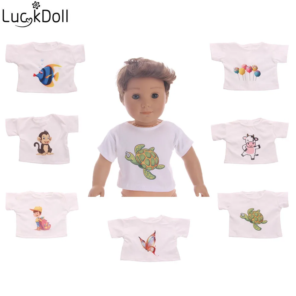 LUCKDOLL хлопковая Футболка Подходит для 18-дюймовые американская кукла Logan кукла мальчик одежда аксессуары игрушки для детей