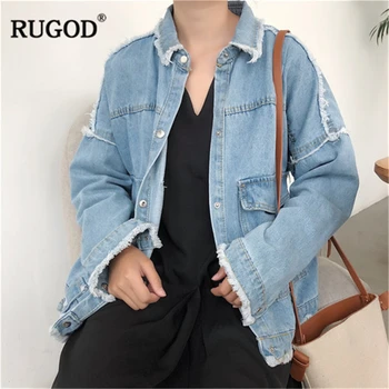 

RUGOD New Women Jean Jacket Women Solid Loose Single Breasted Jacket Coat Plus Size Fashion Jacket coats and jackets women