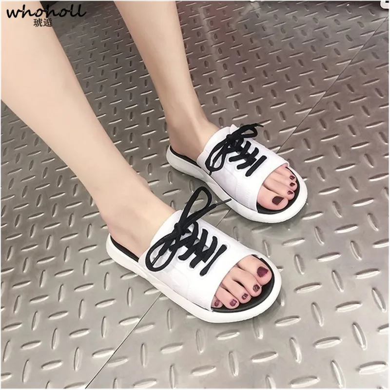 

WHOHOLL 2019 Korean Style Female Flip Flops Soft Bottom Slipper Summer Slippers Women Leisure Beach Simple Fashion Womens Slides