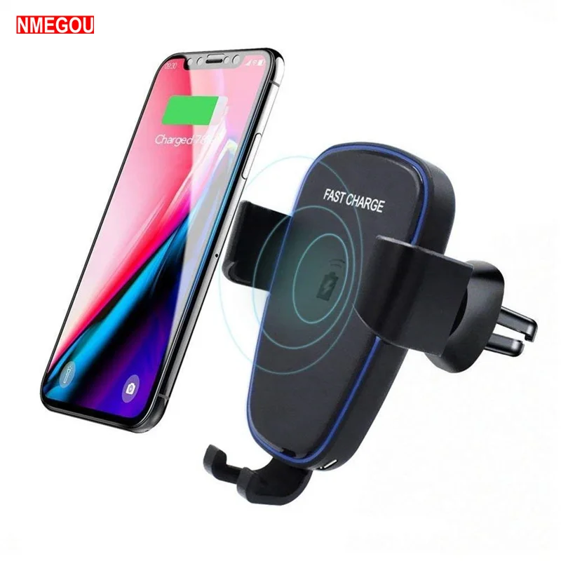 

10W Car Qi Wireless Charger Holder Fast Charging for IPhone X XR XS Max Samsung Galaxy S8 S9 S10 Plus Usb Auto Induction Sensor