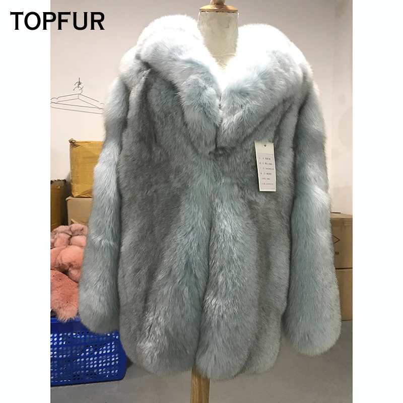 

TOPFUR 2019 New Fashion Winter Female Coats Lapel Collar Real Fur Coat For Women Natural Fox Fur Outerwear & Coats Basic Jackets