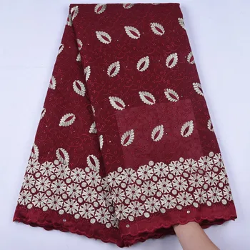 

Nigeria Swiss Voile Laces Wine Red High Quality Swiss Voile Laces In Switzerland Cotton African Dry Lace Fabric For Women Y1663