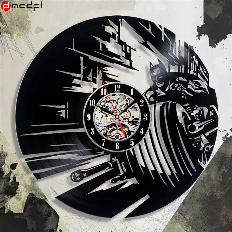 Home Living Batman Vinyl Record 12 Inch Wall Clock Modern Design