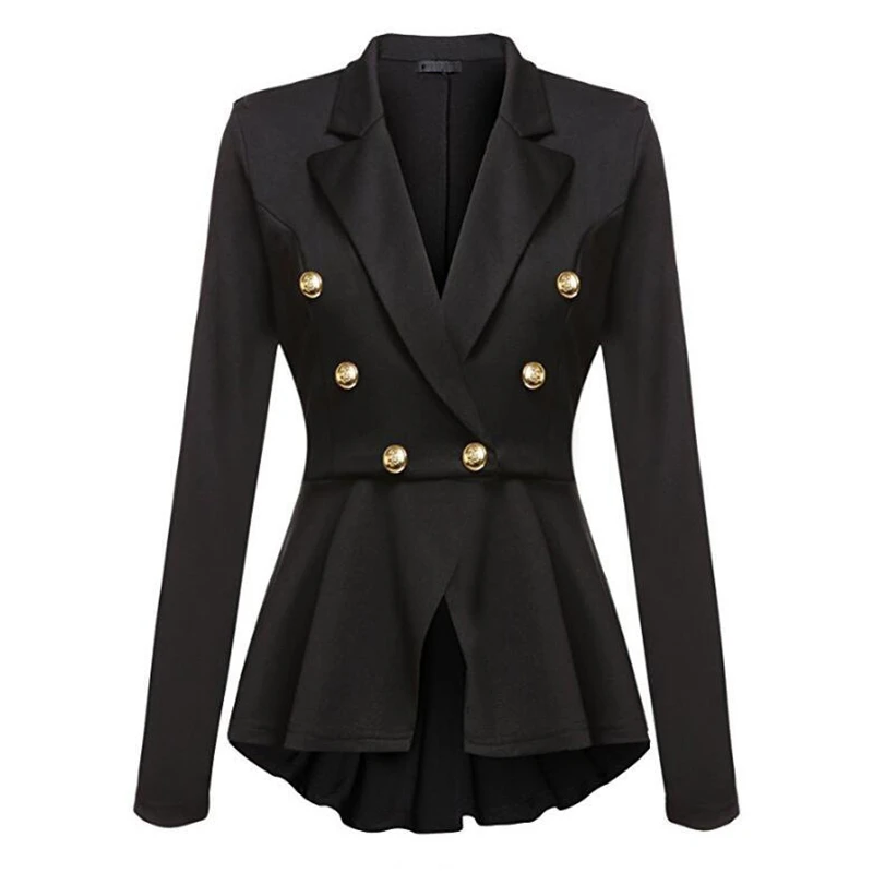 

Blazer women black 2XL plus size long sleeve coat 2019 new spring autumn office double-breasted yellow slim coats feminina LR87