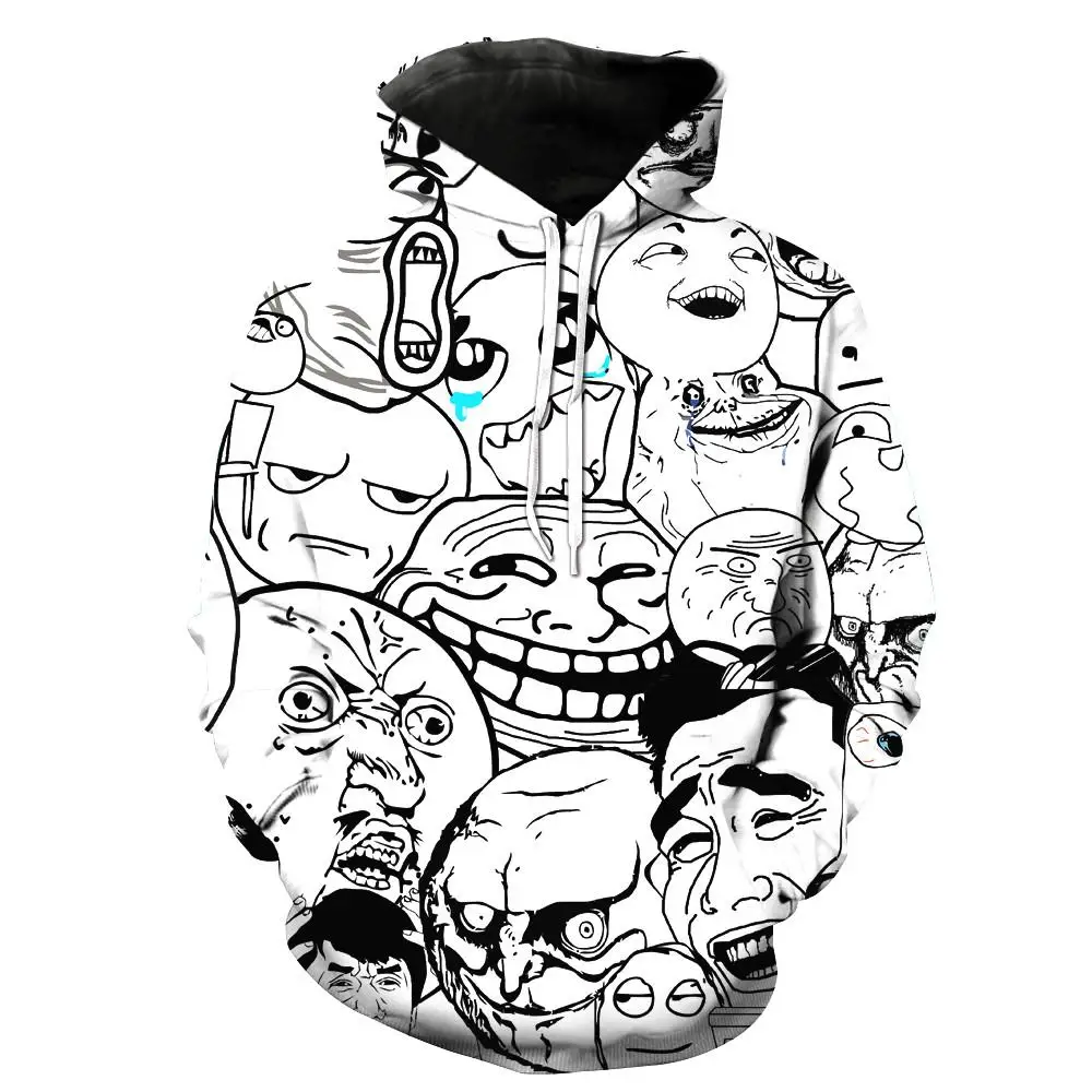 Meme Faces Толстовка брендовая мужская одежда Повседневная 3D принт Think толстовка с капюшоном верхняя одежда спортивный костюм Прямая поставка - Цвет: hoodies men