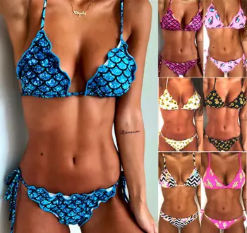 

Women Push-up Padded Bra Bandage Bikini Set Swimsuit Triangle Swimwear Bathing